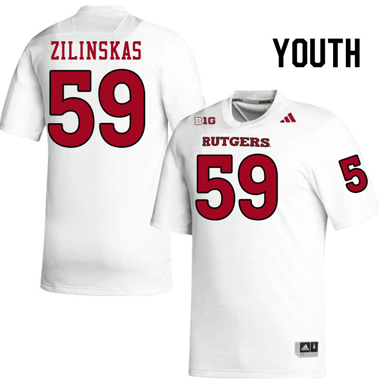 Youth #59 Gus Zilinskas Rutgers Scarlet Knights 2024 College Football Jerseys Stitched-White